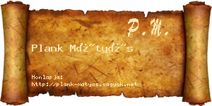Plank Mátyás névjegykártya