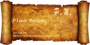 Plank Mátyás névjegykártya